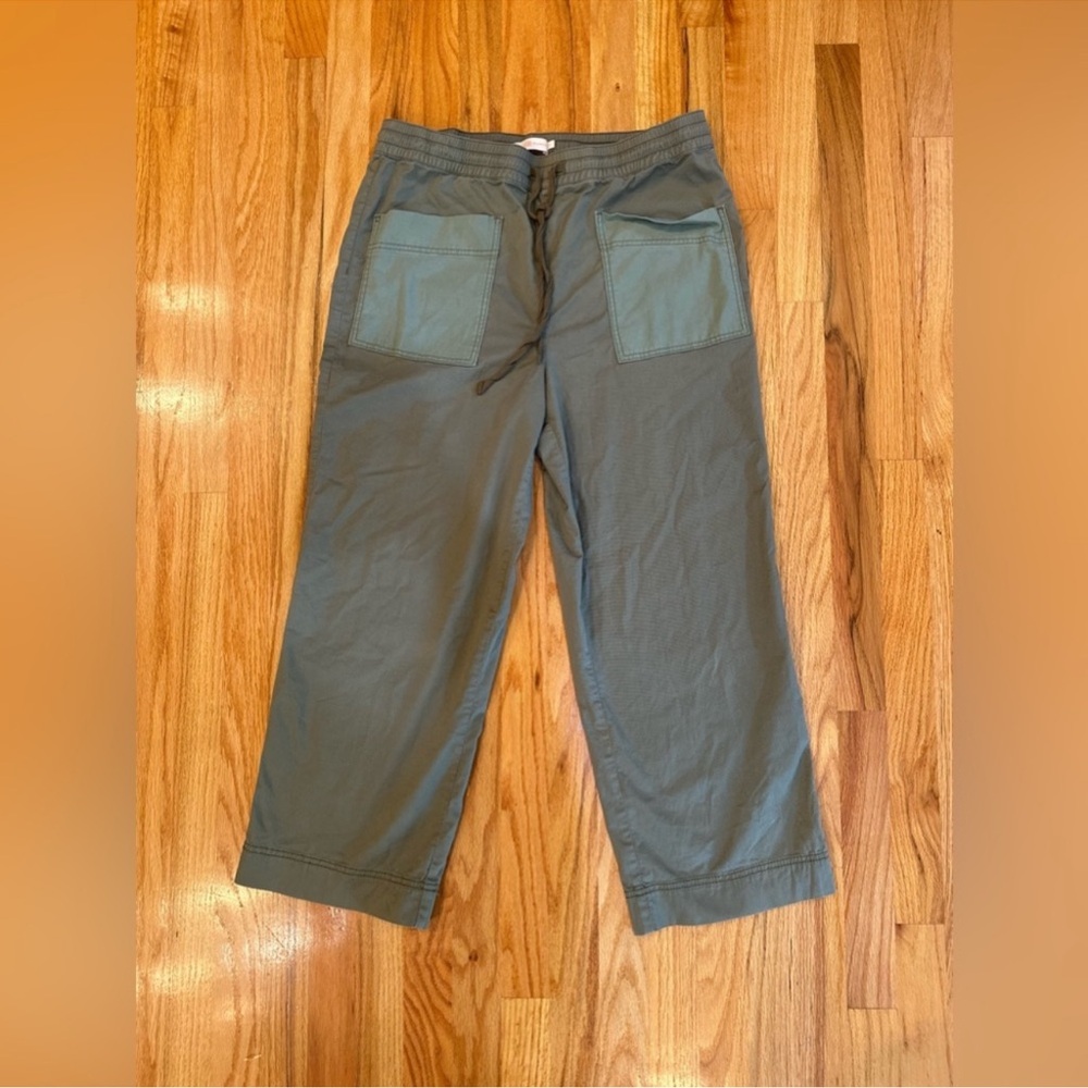 Tory Burch olive green two toned wide leg cargo pants